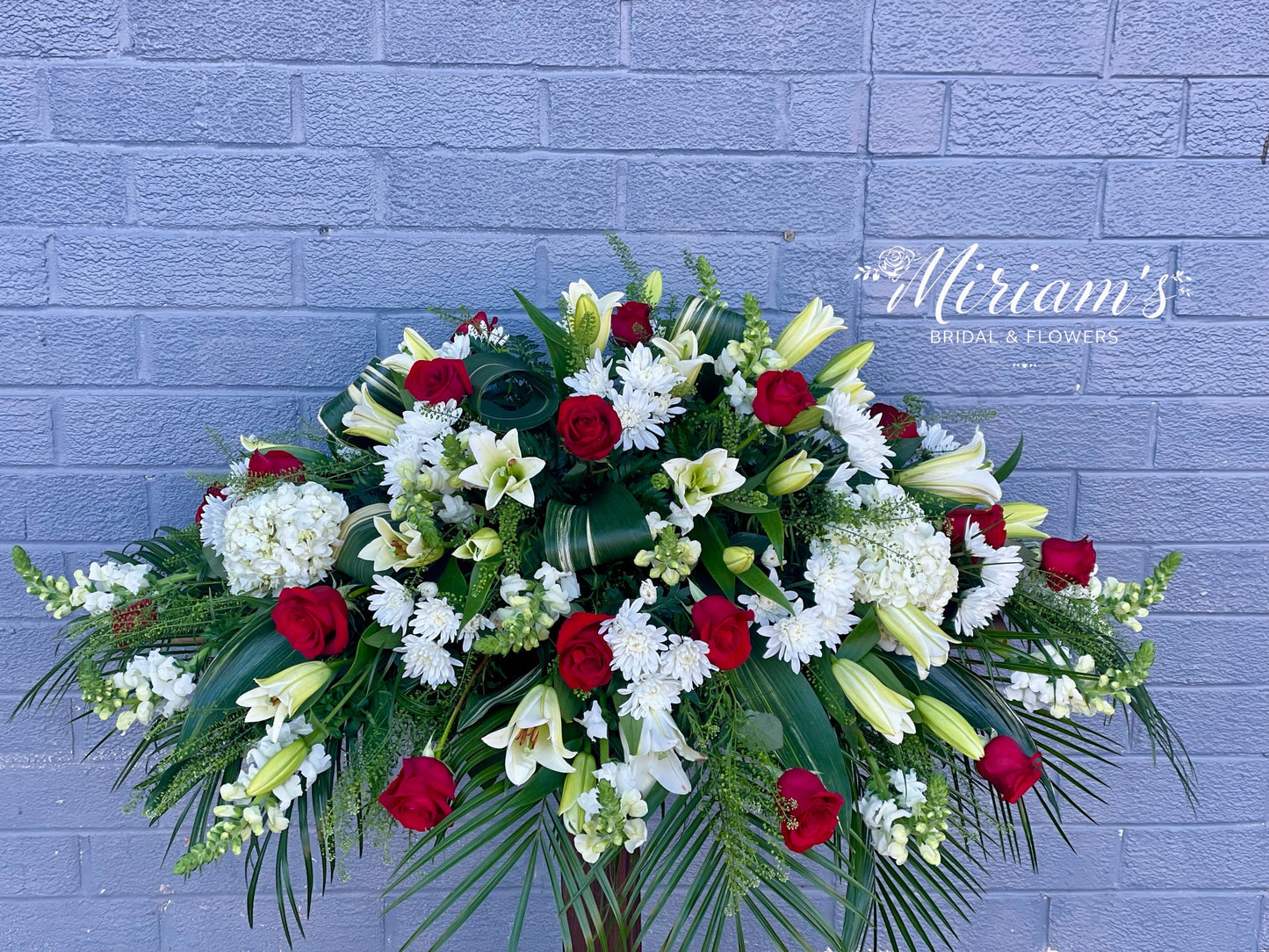 Loving Red and White Casket Spray