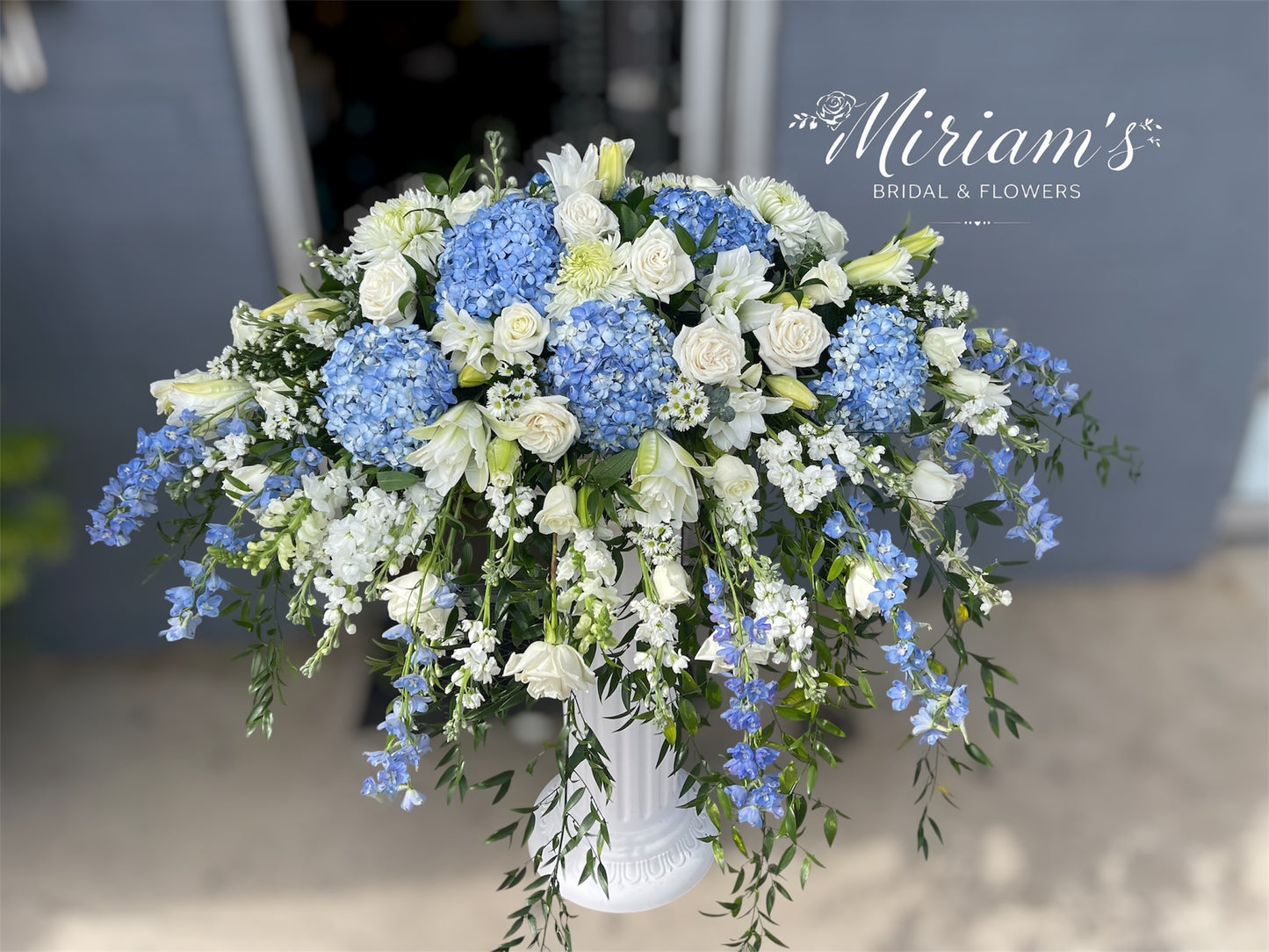 Blue & White Casket Spray