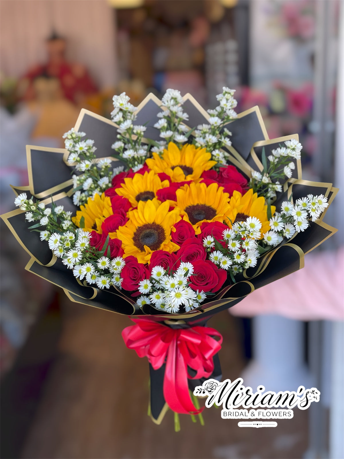 Sunflowers & Roses Wrapped Buchon Style